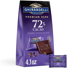 Premium Dark 72% Cacao Dark Chocolate SQUARES 4.1 oz Bag (Case of 6)