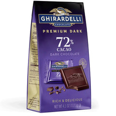 Premium Dark 72% Cacao Dark Chocolate SQUARES 4.1 oz Bag (Case of 6)